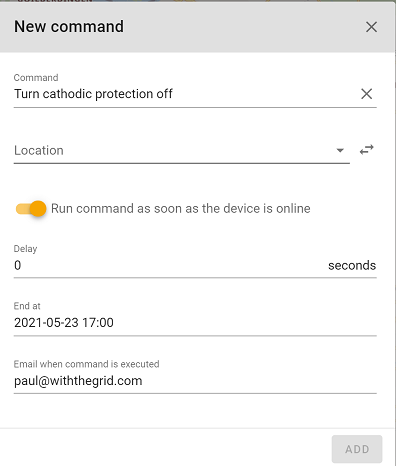 CP command to turn off rectifier